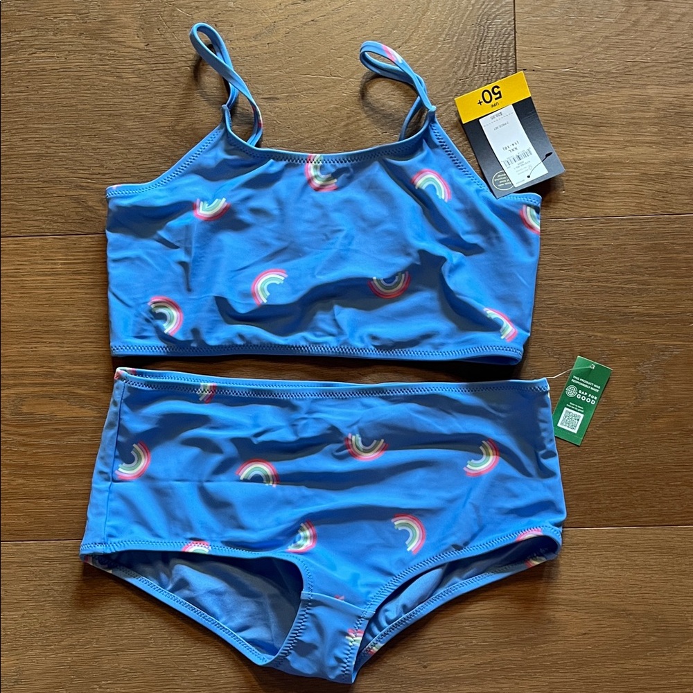 Gap Kids XXL Blue Rainbow Bikini Set NWT w/SPF 50 protection